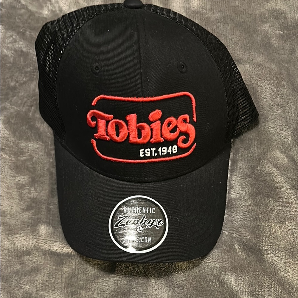 Zephyr Black Cap with Red Tobies Embroidery